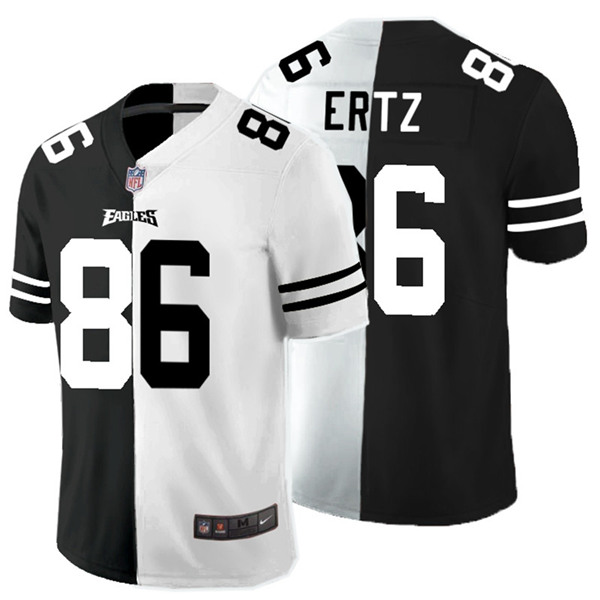 Men's Philadelphia Eagles #86 Zach Ertz Black White Split 2020 Stitched Jersey